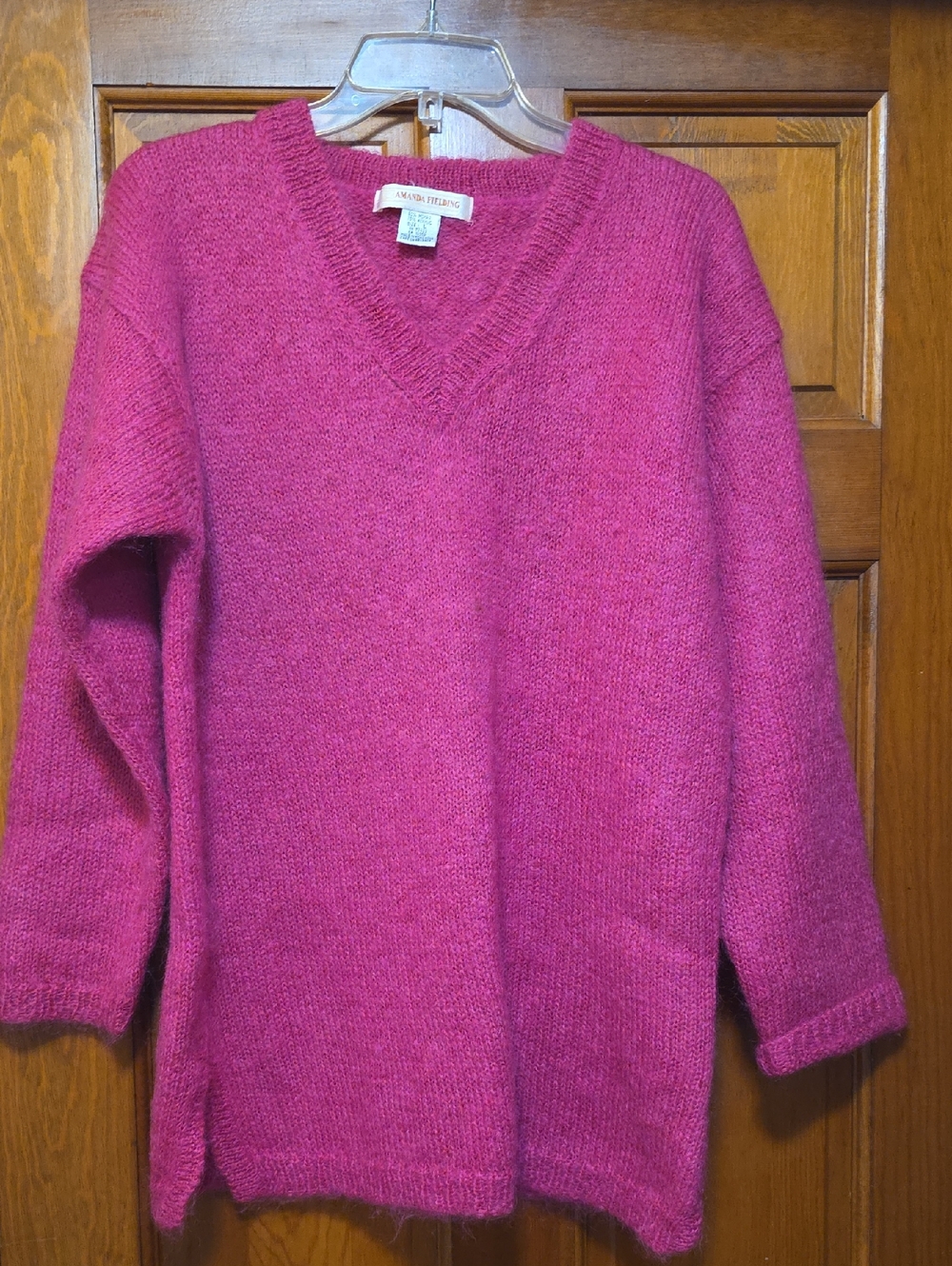 Lands' End Women's V-Neck Sweater in Raspberry